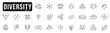 © tutti_frutti - Diversity line icon pictogram set 3. Variety, equality, acceptance, difference etc. Editable stroke