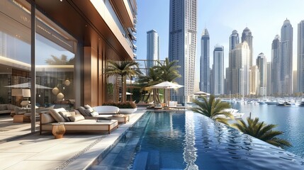 Wall Mural - luxury living at its finest with the stunning residential towers of dubai marina.