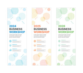 Wall Mural - Set of business banner design templates in modern, abstract pattern style for schools, companies, workshops, events and presentations. Layout design template for banner, flyer, brochure, panel etc.