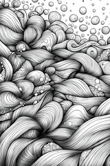 Leinwandbilder - The artwork features a complex arrangement of flowing waves and bubbles, creating movement and depth. Each element intertwines, adding to the overall texture and visual interest