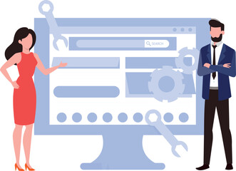 Boy and girl working on website.