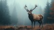 © kucret - Majestic Deer in Misty Forest