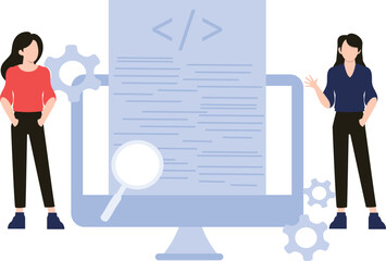 Girls searching on coding.