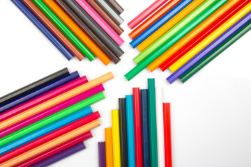 Wall Mural - set of colored pencils for drawing on a white background. artistic creativity of drawing. color pencil