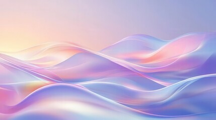Poster - Gentle pastel waves flow gracefully across the canvas, illuminated by the soft glow of morning light, creating a serene atmosphere of calm and beauty