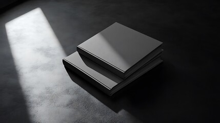 Wall Mural - Two Books Stacked on Dark Surface