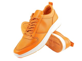 Wall Mural - pair of orange sneakers isolated on white background