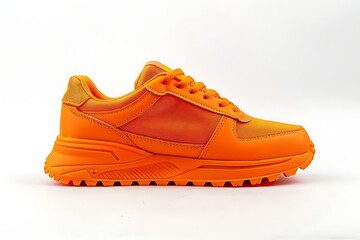 Wall Mural - pair of orange sneakers isolated on white background