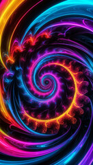 Canvas Print - abstract fractals swirling with bright neon colors background art design backdrop