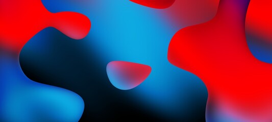 Aufkleber - Abstract blue and red liquid wavy shapes futuristic banner. Glowing retro waves wide background