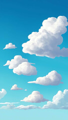 Poster - puffy clouds drifting across a bright blue sky background art design backdrop