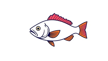 Wall Mural - Fish icon drawing isolated on a white background