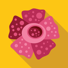 Sticker - Large pink exotic flower blooming open on a yellow background