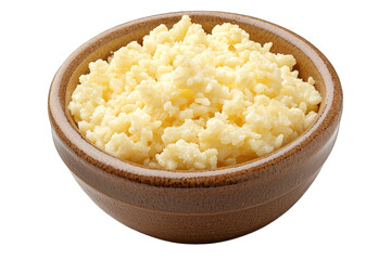 A bowl of fluffy, cooked rice ideal for healthy meals, side dishes, or culinary inspirations.