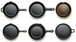 © janya - Cast Iron Skillet Pan Set  Black and Brown  Kitchen Cooking Utensils