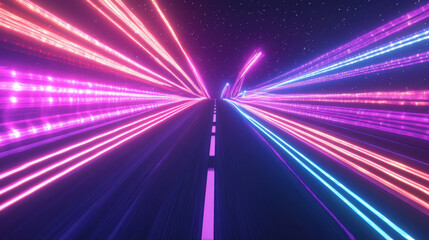 Canvas Print - Neon Road to Future.