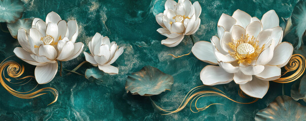 Canvas Print - Golden Lotus Blooms.