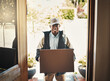 © peopleimages.com - Box, delivery and smile with portrait of man courier at front door of home for supply chain logistics. Ecommerce, online shopping or retail and postal worker person with package for mail order