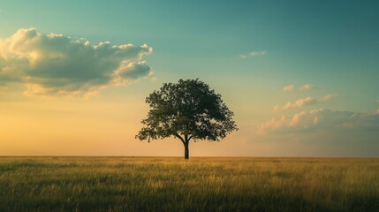 Beauty of a lonely tree standing sentinel in a vast field.