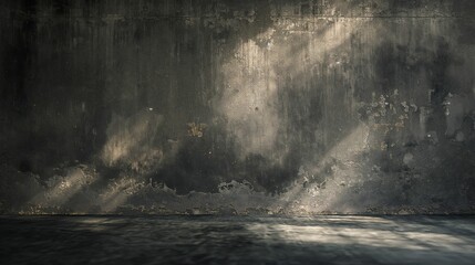 Empty, dark abstract cement wall.