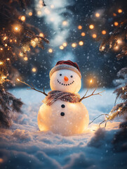 Poster - Snowman Christmas Lights.