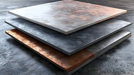 Wall Mural - Stack of Concrete Slabs with Copper Texture