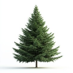 Evergreen Fir Tree Isolated On White Background.