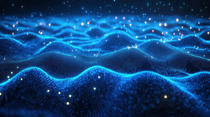 Wall Mural - Blue Digital Waves.