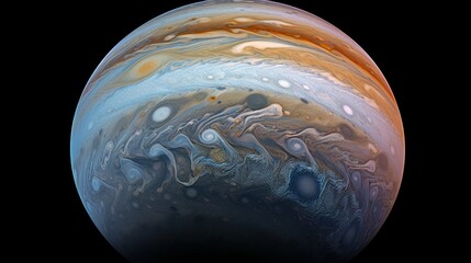 Wall Mural - a gas giant with swirling storms, massive atmospheric phenomena, and floating islands suspended in the upper layers of the atmosphere.