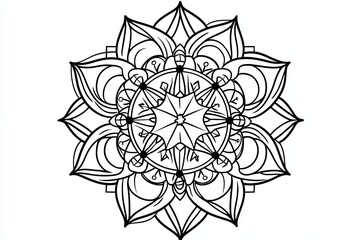 Wall Mural - Black and white mandala design with intricate patterns and details.