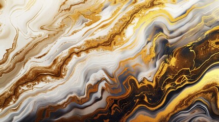 Wall Mural - Abstract texture background with a marbled effect, combining shades of gold, white, and black