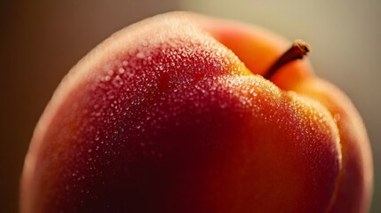 Closeup of a Dewy Peach