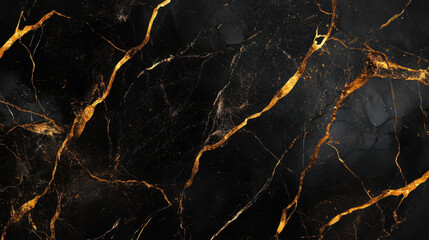 Canvas Print - Black Marble Gold Veins.