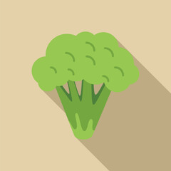 Sticker - Bright green broccoli floret is casting a long shadow on a tan background