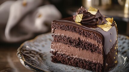 Poster - Close-up of a Decadent Chocolate Cake