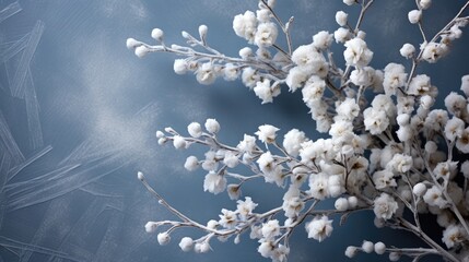 Canvas Print - Christmas background of snow-covered branches with berries. 