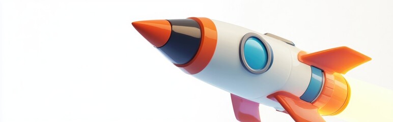 Aufkleber - Spaceship concept illustrated by a Rocket icon in a 3D cartoon rendering Isolated and flat design