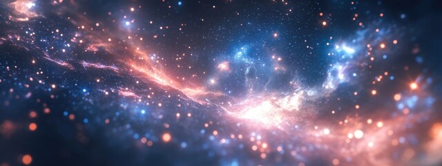 Wall Mural - 3d cartoon depiction of galaxies and nebulae in a dark space setting with an open cluster