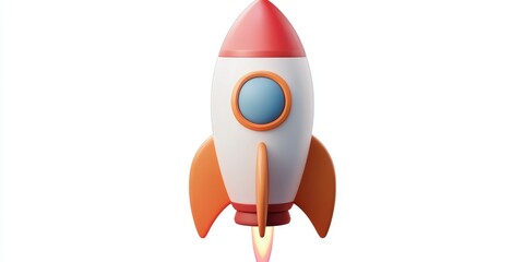 Aufkleber - Illustration of an isolated rocket with an icon in a 3D cartoon rendering