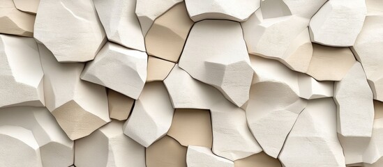 Aufkleber - Beige stone wall segments Stone panels suitable for product display background 3D rendering
