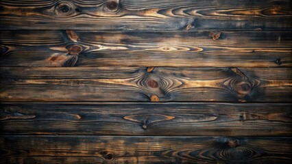 Wall Mural - Dark, aged wooden background with a black, weathered texture