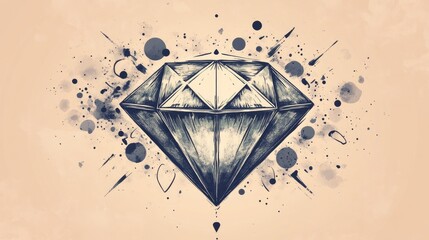 Wall Mural - Cartoon style doodle of a diamond tattoo design