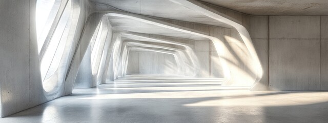 Poster - Abstract modern architecture design featuring an empty open interior space 3D rendering