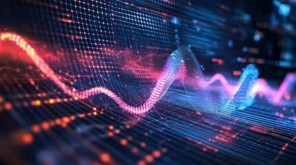 Poster - A close-up of a digital representation of electromagnetic wave patterns, showing the wave frequency and amplitude on a sleek, modern interface.