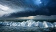 © Fbio - Dramatic scene of storm brewing over ocean with crashing waves.