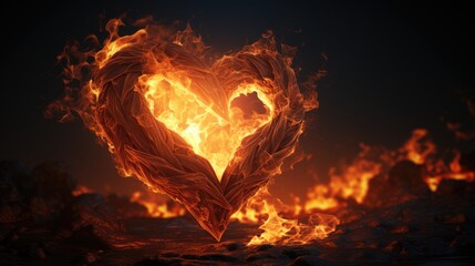 Canvas Print - Fiery heart in the night 