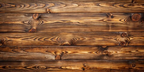 Wall Mural - Rustic brown wooden boards with natural wood grain texture