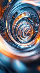 Wall Mural - Abstract swirl of metallic hues creating a mesmerizing tunnel effect with stunning lights and reflections.
