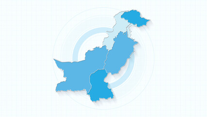 Blue Map of Pakistan, Pakistan map with borders of the states, country high detailed illustration map.