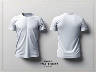 white male t shirt mockup front and back side template isolated design